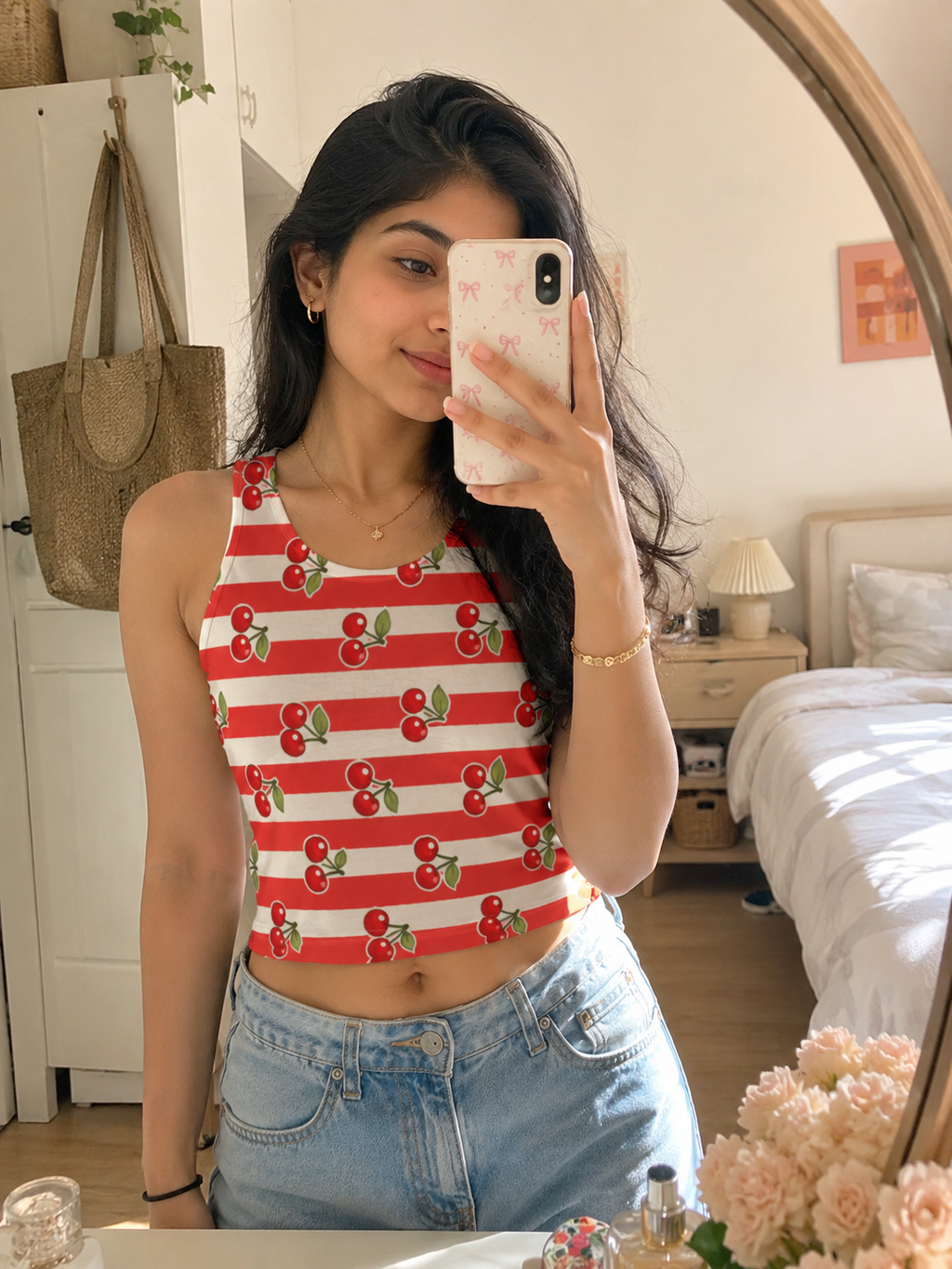 Cherry Picnic Crop Tank