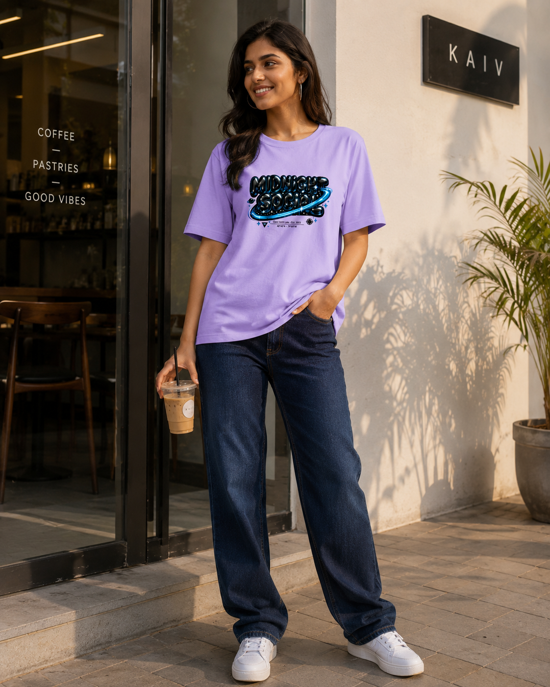 Midnight Social Oversized T-Shirt – Electric Blue Edition