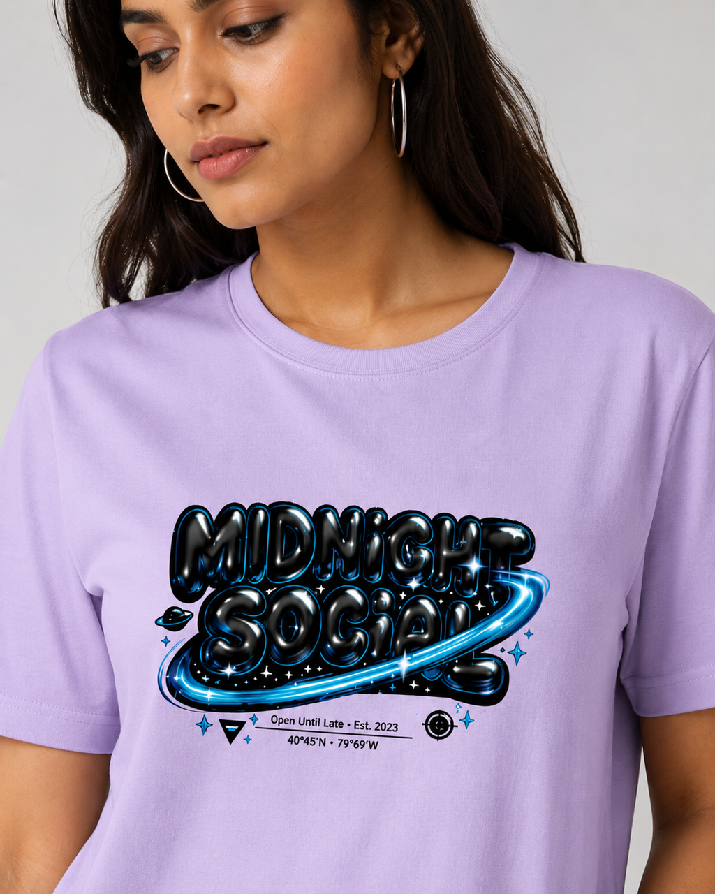 Midnight Social Oversized T-Shirt – Electric Blue Edition