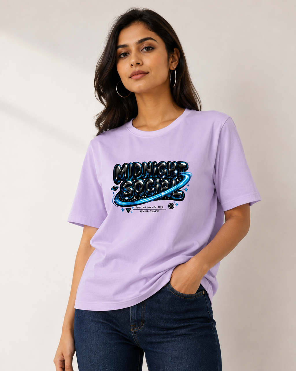 Midnight Social Oversized T-Shirt – Electric Blue Edition