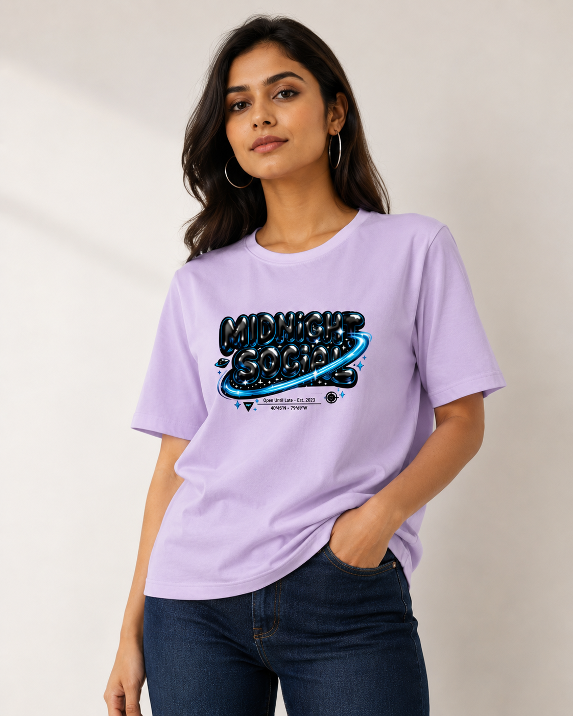 Midnight Social Oversized T-Shirt – Electric Blue Edition