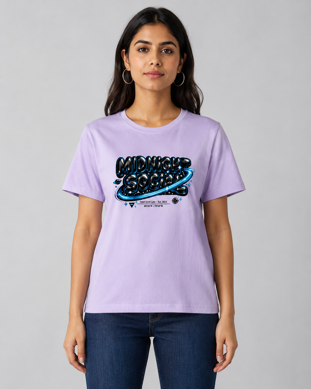 Midnight Social Oversized T-Shirt – Electric Blue Edition