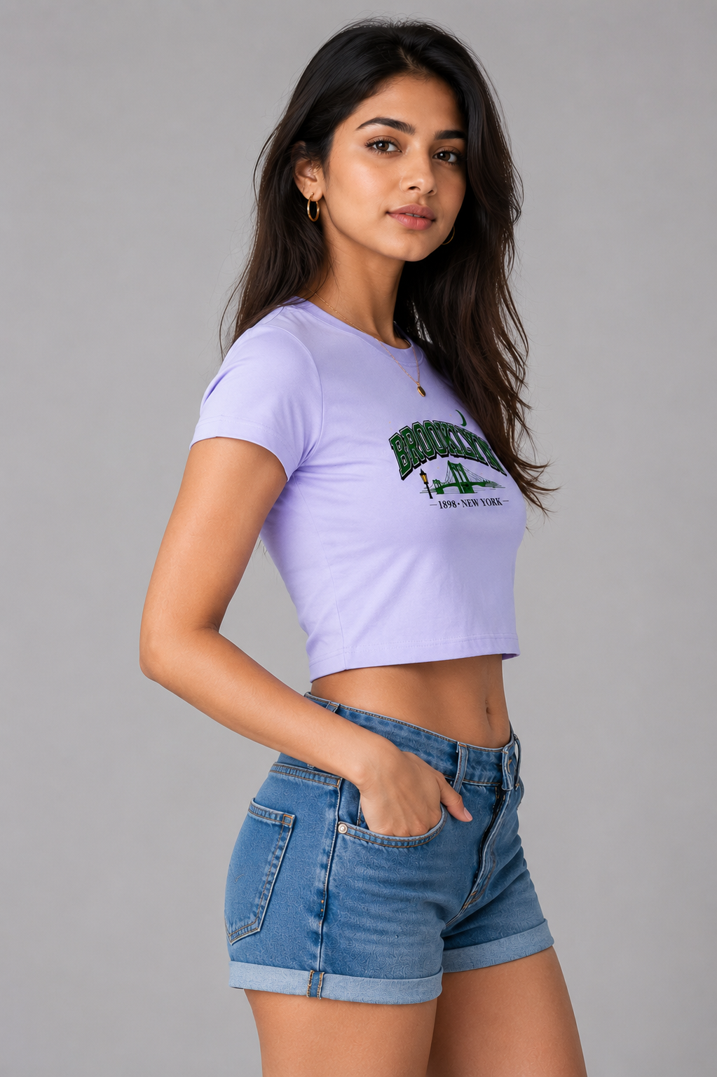 Brooklyn 1898 Vintage Collegiate Baby Tee – Lavender