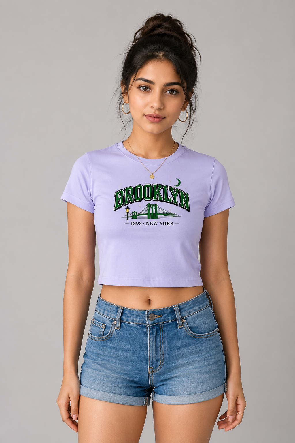 Brooklyn 1898 Vintage Collegiate Baby Tee – Lavender