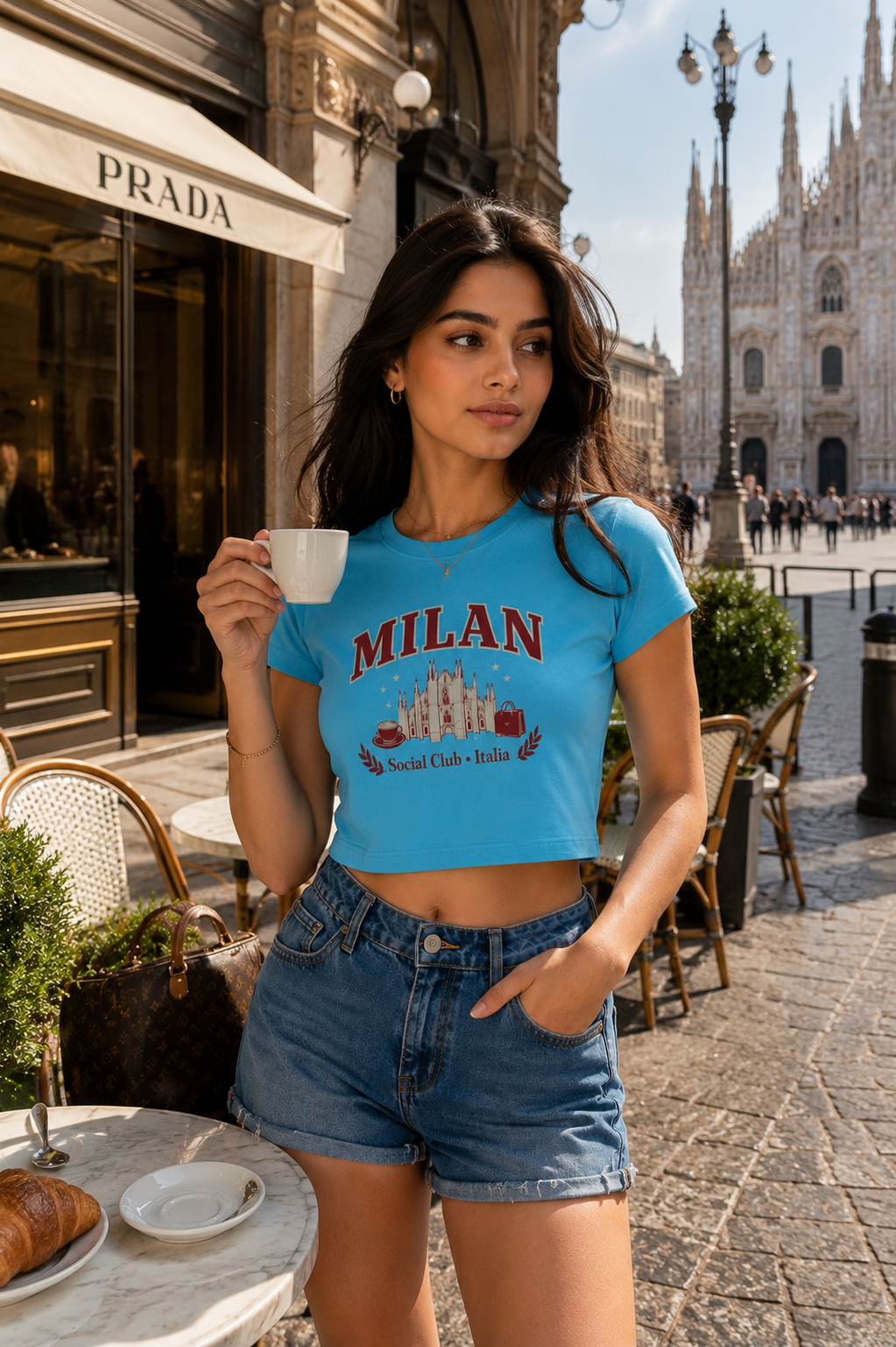 MILAN Social Club Crop Top – Sky Blue