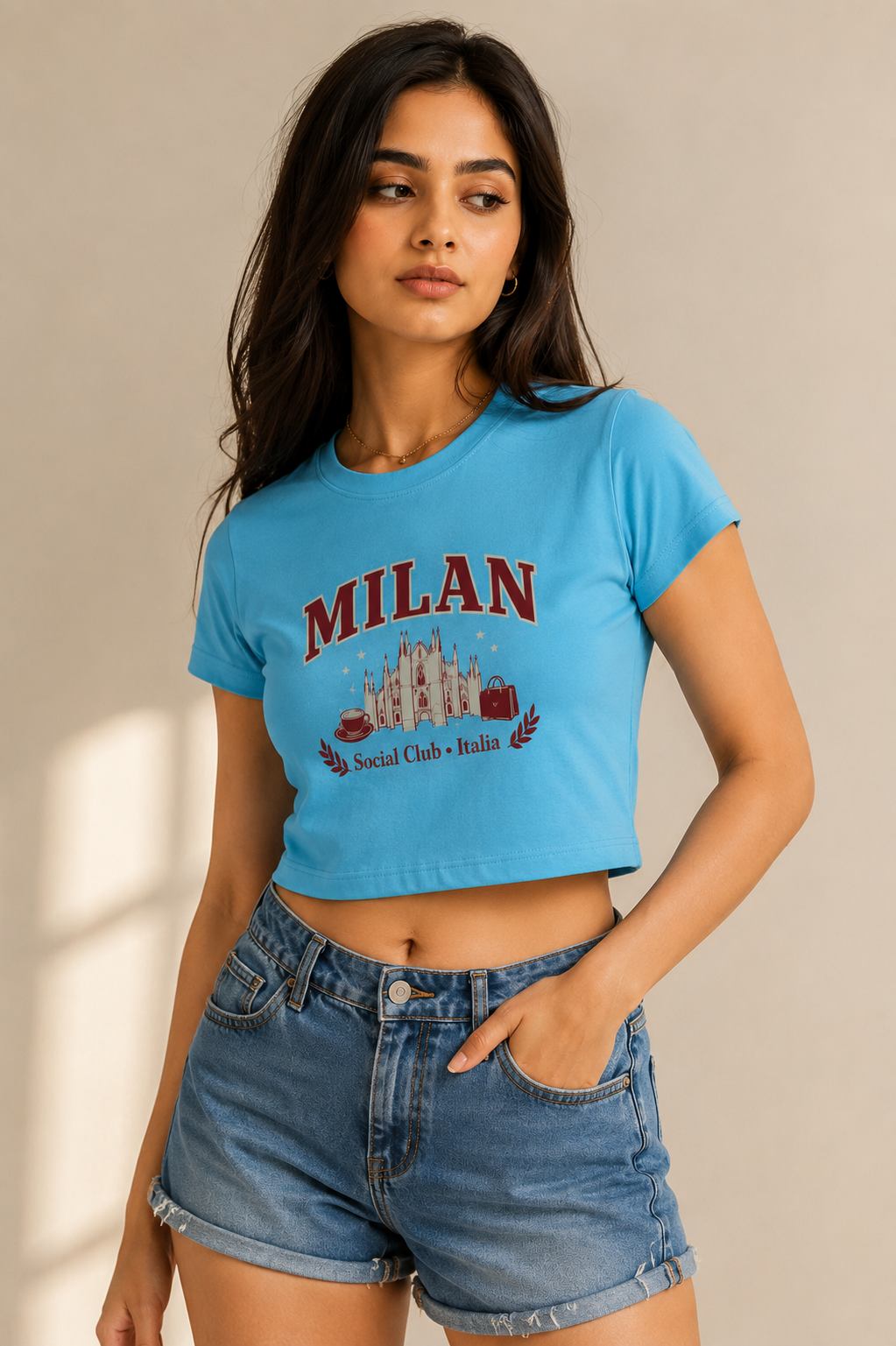 MILAN Social Club Crop Top – Sky Blue