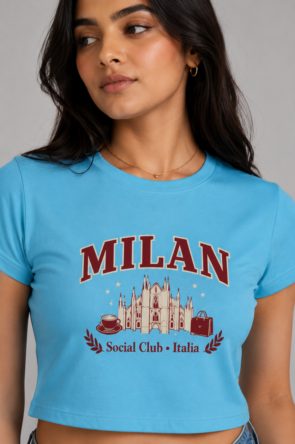 MILAN Social Club Crop Top – Sky Blue
