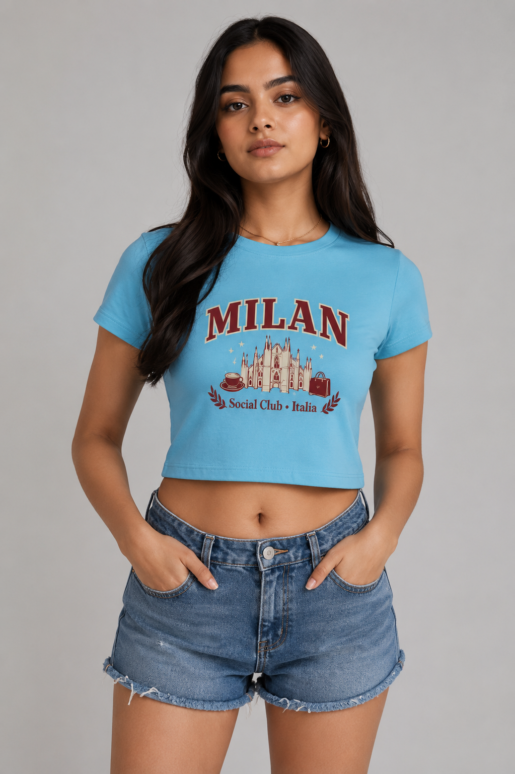 MILAN Social Club Crop Top – Sky Blue