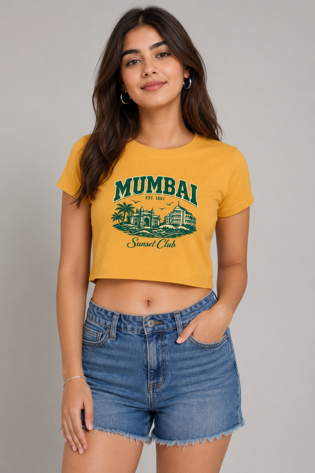 Mumbai Sunset Club Crop Top – Vintage Coastal Edition
