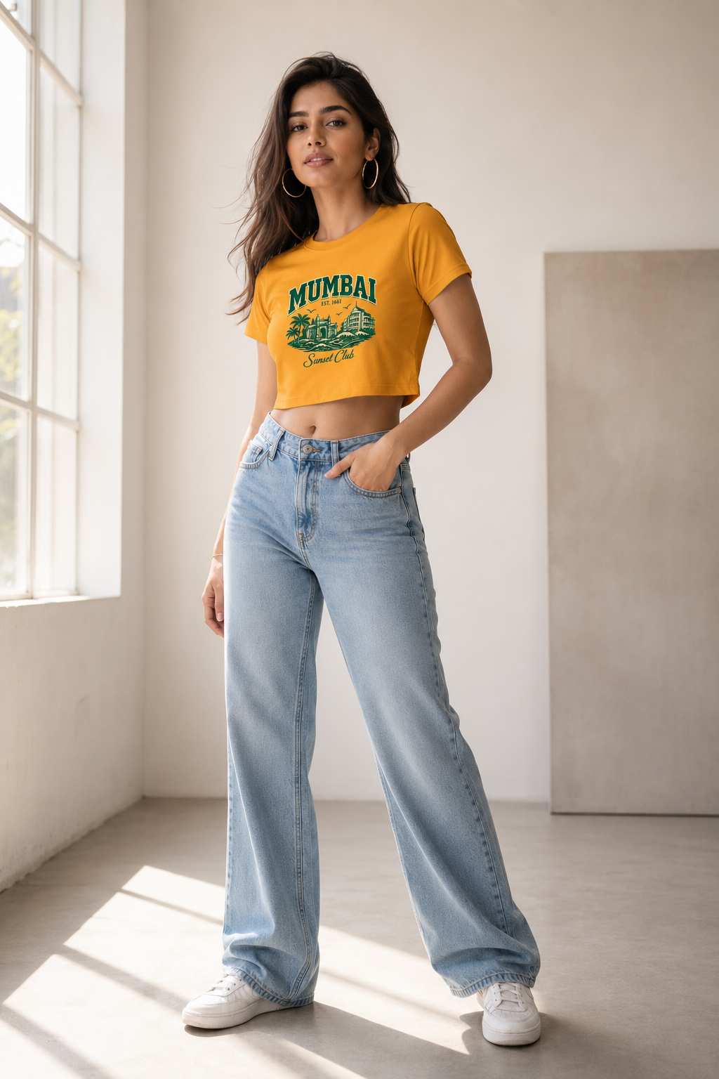 Mumbai Sunset Club Crop Top – Vintage Coastal Edition