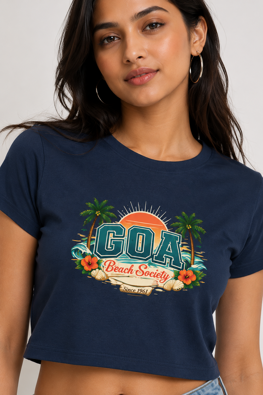 GOA Beach Society Crop Top – Navy Blue