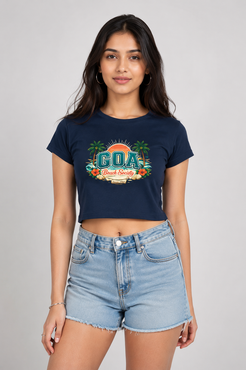GOA Beach Society Crop Top – Navy Blue