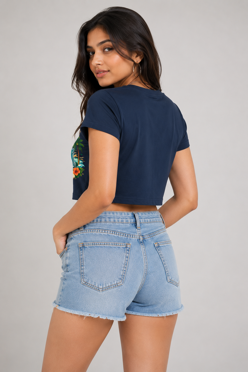 GOA Beach Society Crop Top – Navy Blue