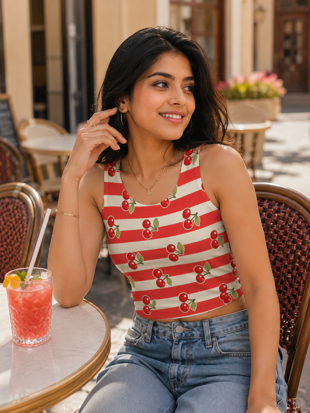 Cherry Picnic Crop Tank